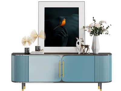 现代轻奢玄关柜 边柜 装饰画