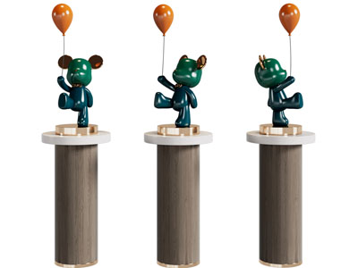 现代小熊雕塑雕刻摆件组合