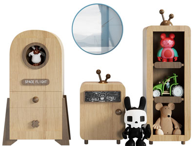 北欧实木儿童收纳装饰柜