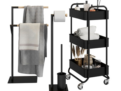 现代毛巾架 小推车 卫浴架3d模型 现代毛巾架 小推车 卫浴架