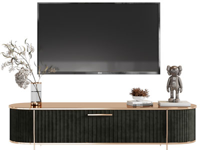 现代轻奢电视柜、电视机