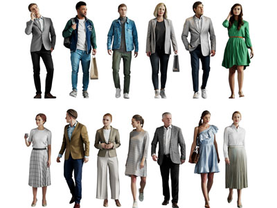 现代男人、女人、老人人物多人3d模型 现代男人、女人、老人人物多人