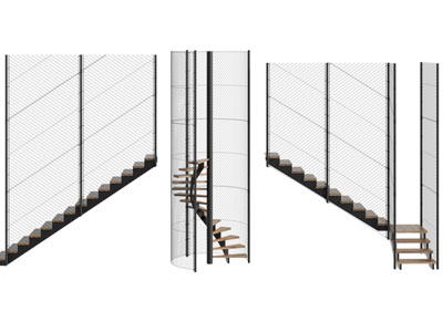 工业风loft金属网扶手楼梯3d模型 工业风loft金属网扶手楼梯