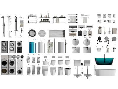 现代洗衣机 浴缸 马桶 毛巾架 淋浴花洒卫浴小件3d模型 现代洗衣机 浴缸 马桶 毛巾架 淋浴花洒卫浴小件