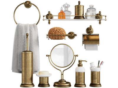 现代轻奢复古铜制毛巾架、收纳架3d模型 现代轻奢复古铜制毛巾架、收纳架