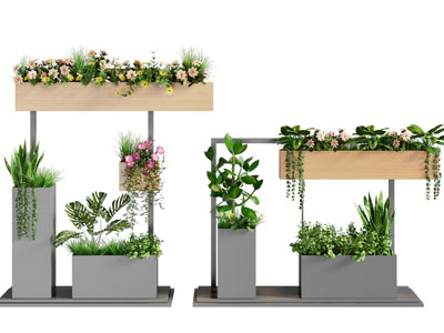 现代户外金属花盆盆栽植物