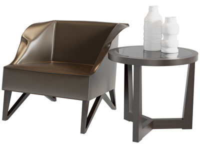 现代休闲椅子 边几