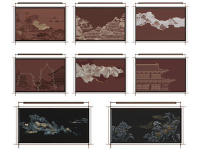 新中式装饰挂画3d模型 新中式装饰挂画
