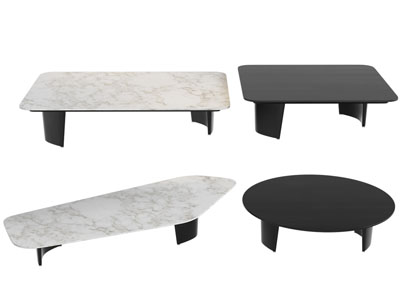 现代长方形 圆形茶几3d模型 现代长方形 圆形茶几