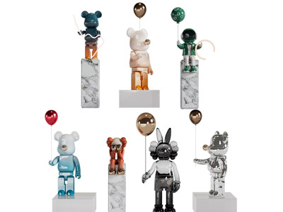 现代暴力熊 Kaws公仔雕塑雕刻摆件3d模型 现代暴力熊 Kaws公仔雕塑雕刻摆件