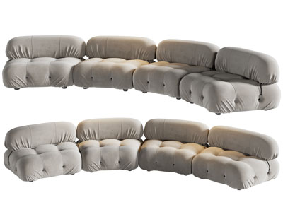 现代弧形多人沙发