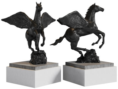 欧式长翅膀的马雕塑雕刻3d模型 欧式长翅膀的马雕塑雕刻