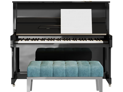 现代黑色钢琴琴凳3d模型 现代黑色钢琴琴凳