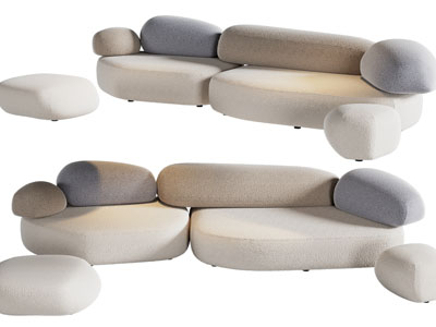 现代创意拼接多人沙发、沙发凳