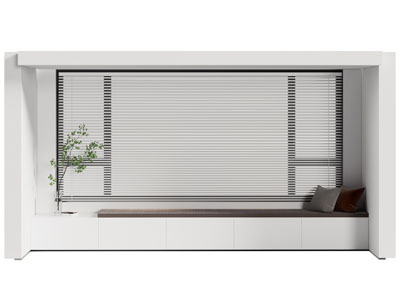 现代飘窗百叶窗帘、拉帘3d模型 现代飘窗百叶窗帘、拉帘