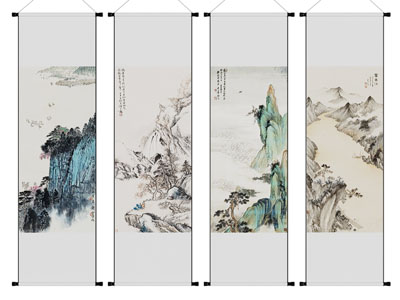 新中式山水墙饰挂画3d模型 新中式山水墙饰挂画