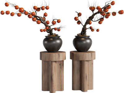 新中式陶艺花盆果实盆景盆栽摆件