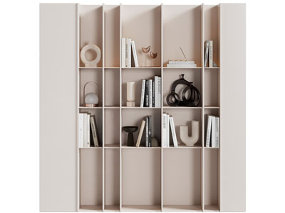 现代书柜、书架、书籍