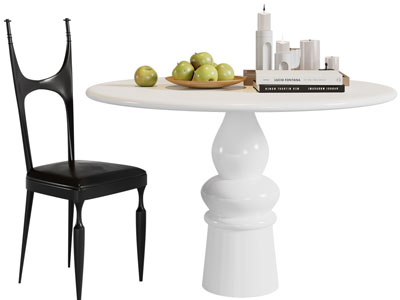 法式圆形餐桌椅组合