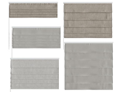 现代布艺窗帘、卷帘、罗马帘3d模型 现代布艺窗帘、卷帘、罗马帘