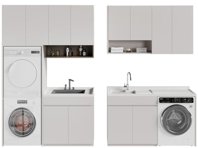 现代阳台洗衣机收纳柜
