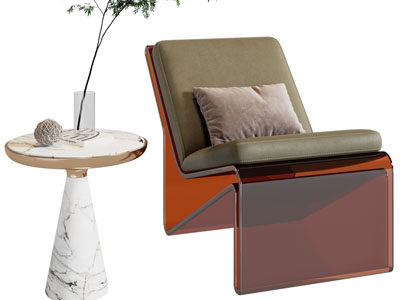 现代亚克力休闲椅子、边几