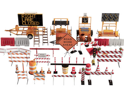 现代道路交通路障 围挡 公共设施3d模型 现代道路交通路障 围挡 公共设施