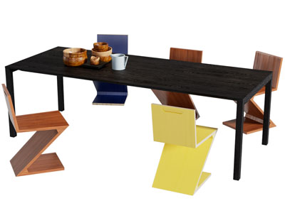 现代长方形实木餐桌椅组合