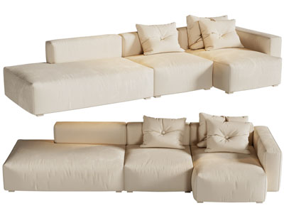 现代布艺多人沙发