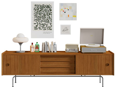 现代实木电视柜 摆件组合