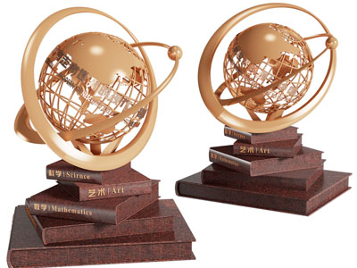 现代书籍地球仪雕塑雕刻3d模型 现代书籍地球仪雕塑雕刻