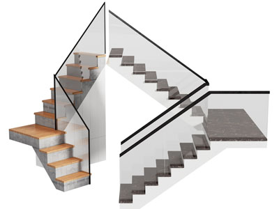 现代玻璃扶手旋转楼梯3d模型 现代玻璃扶手旋转楼梯