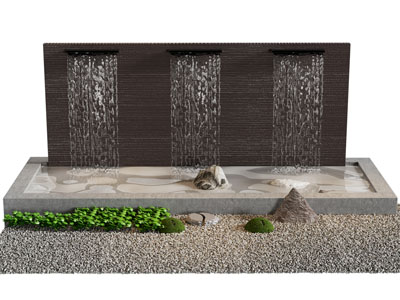 新中式瀑布 水池 石子景观园艺小品