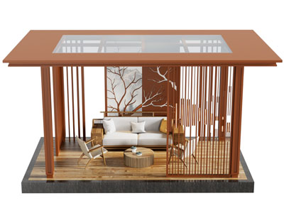 新中式庭院廊架、亭子