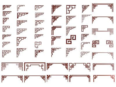 新中式元素 挂落 雕花 装饰构件 窗花 镂花