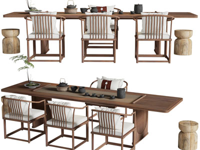 新中式实木茶桌椅组合