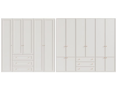 现代奶油风衣柜3d模型 现代奶油风衣柜