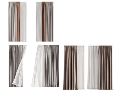 现代窗帘窗纱3d模型 现代窗帘窗纱