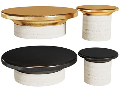 侘寂风圆形茶几边几3d模型 侘寂风圆形茶几边几