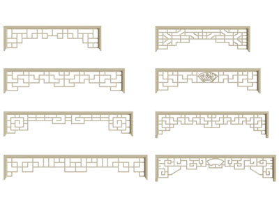 新中式角花 挂落 花格 雕花