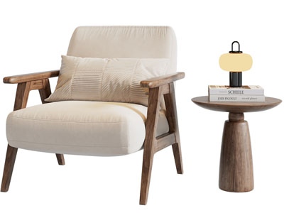 北欧休闲椅子 边几