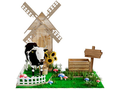 现代风车、奶牛美陈