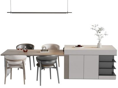 现代带吧台的餐桌椅组合