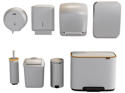 现代卫生间垃圾桶、抽纸盒卫浴小件3d模型 现代卫生间垃圾桶、抽纸盒卫浴小件