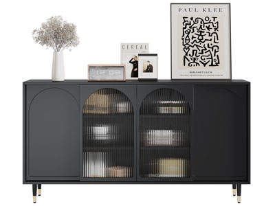 现代黑色餐边柜