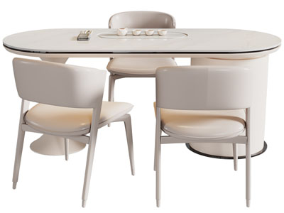 现代椭圆形茶桌椅组合