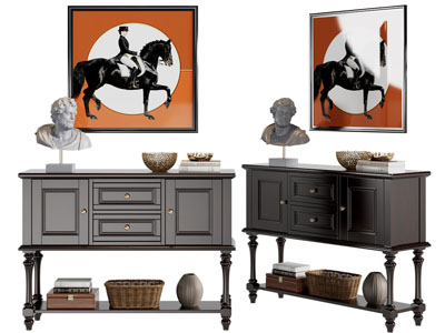 法式玄关柜 边柜 装饰画