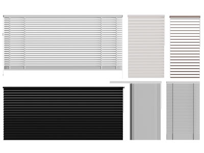现代百叶窗帘、拉帘3d模型 现代百叶窗帘、拉帘