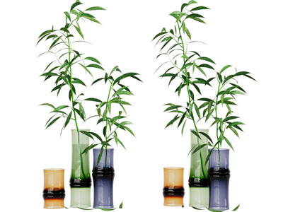 新中式竹节造玻璃花瓶花卉摆件