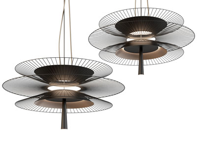 现代三层网状圆形灯罩吊灯